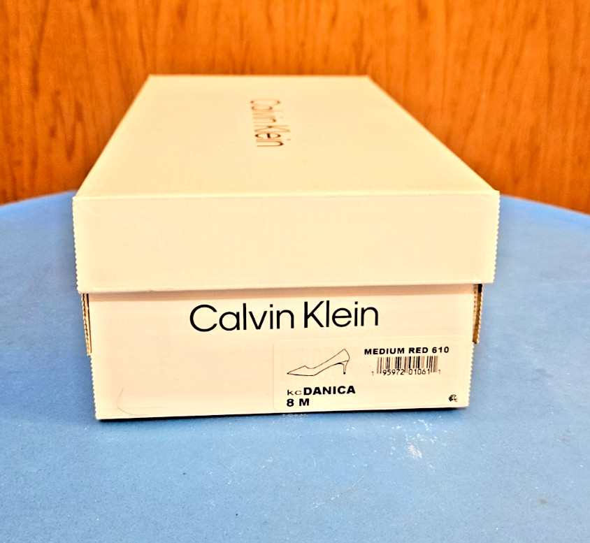 GORGEOUS CALVIN KLEIN MEDIUM RED LEATHER PUMPS, 2" HEELS, WOMEN'S 8M NEW IN BOX! thumbnail 5