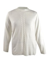 Karen Scott Women's Plus Size Luxsoft Cable-Knit Sweater 3X, Luxsoft White 