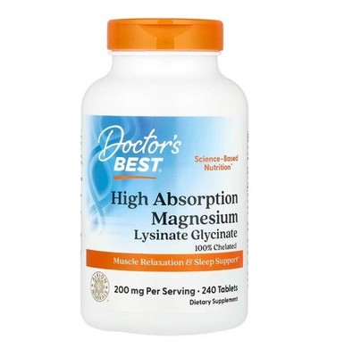 Doctor's Best, High Absorption Magnesium 100% Chelated, 100 mg, 240 Tablets
