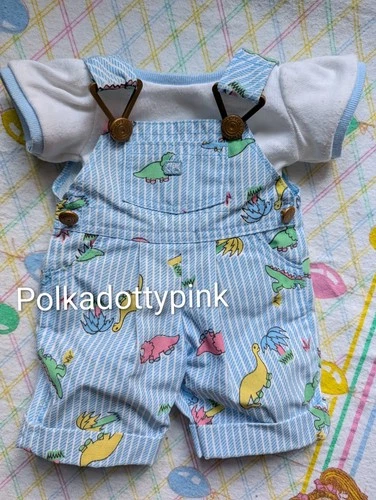 Vintage Cabbage Patch Kids Powder Blue Dino Overalls Set TLC Dinosaur HTF