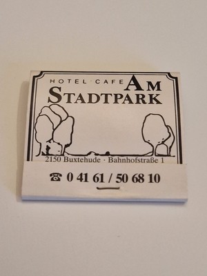 Streichholzheftchen, Hotel - Café, Am Stadtpark, Bahnhofstraße 1, 2150 Buxtehude