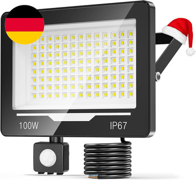 100W 10000LM LED Strahler Fluter Mit Bewegungsmelder Außen 1 Stücke, 6500K Kaltw