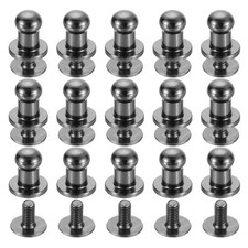 15Sets Brass Ball Head Stud Rivets, 5mm Screw Back Button Nipple Rivet, Black