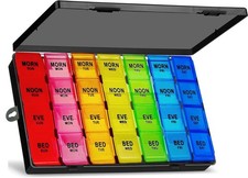 Weekly Pill Organizer 4 Times a Day, 7-Day Pill Boxes, Monthly Medication Org...