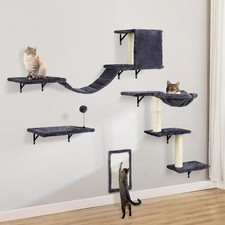 Cat Wall Furniture,Wall-Mounted Climber Set with Dark Grey