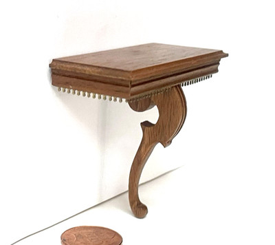 JUDY BEALS DOLLHOUSE MINIATURE WALL TABLE WITH A METAL FRINGE ADE IN 1988