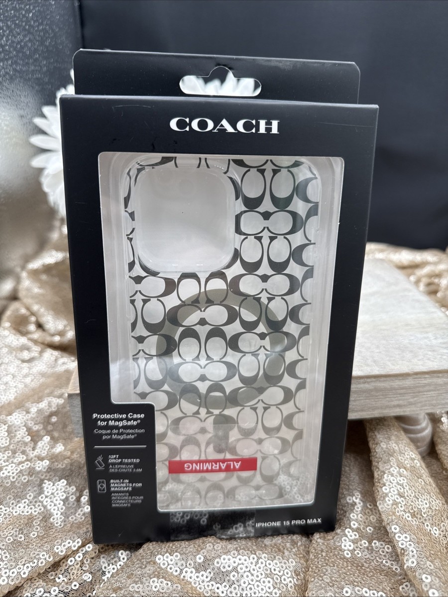 Coach iPhone 15 Pro Max MagSafe Protective Case Signature C Black
