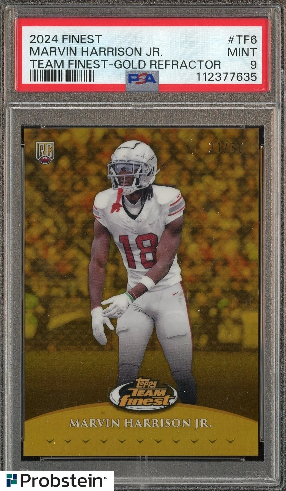 Marvin Harrison Jr. Topps Finest Team Finest #TF6 Gold Refractor