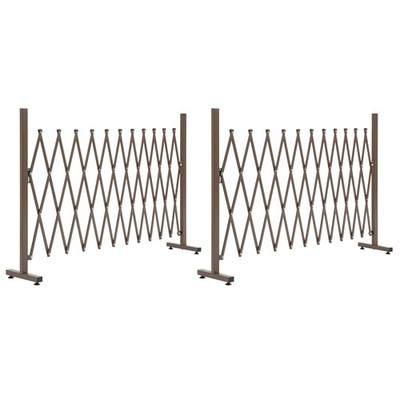 Outsunny 2er Set Gartenzaun aus Aluminiumlegierung klappbar Lattenzaun, braun