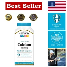 Calcium 600 + Vitamin D3 Liquid Softgel - 90 Unflavored for Daily Support