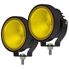 Led Round Yellow Offroad Driving Fog Lights Flood Beam 2pcs 4 Inch Super Brig...