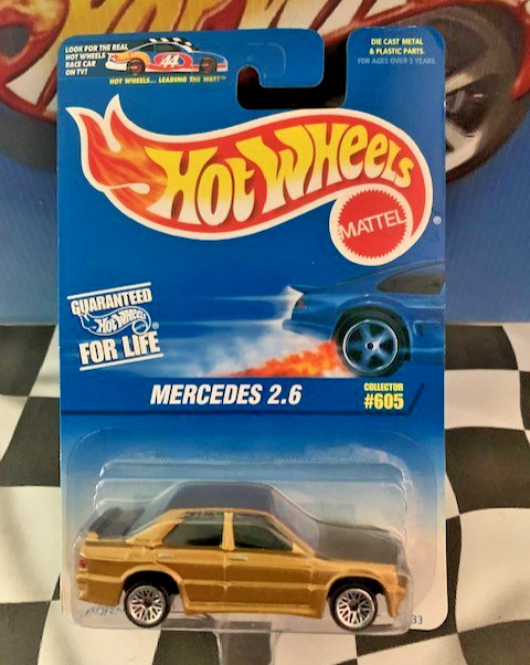 Hot Wheels 1997 Mainline #605 Mercedes 2.6 190E GOLD LW China