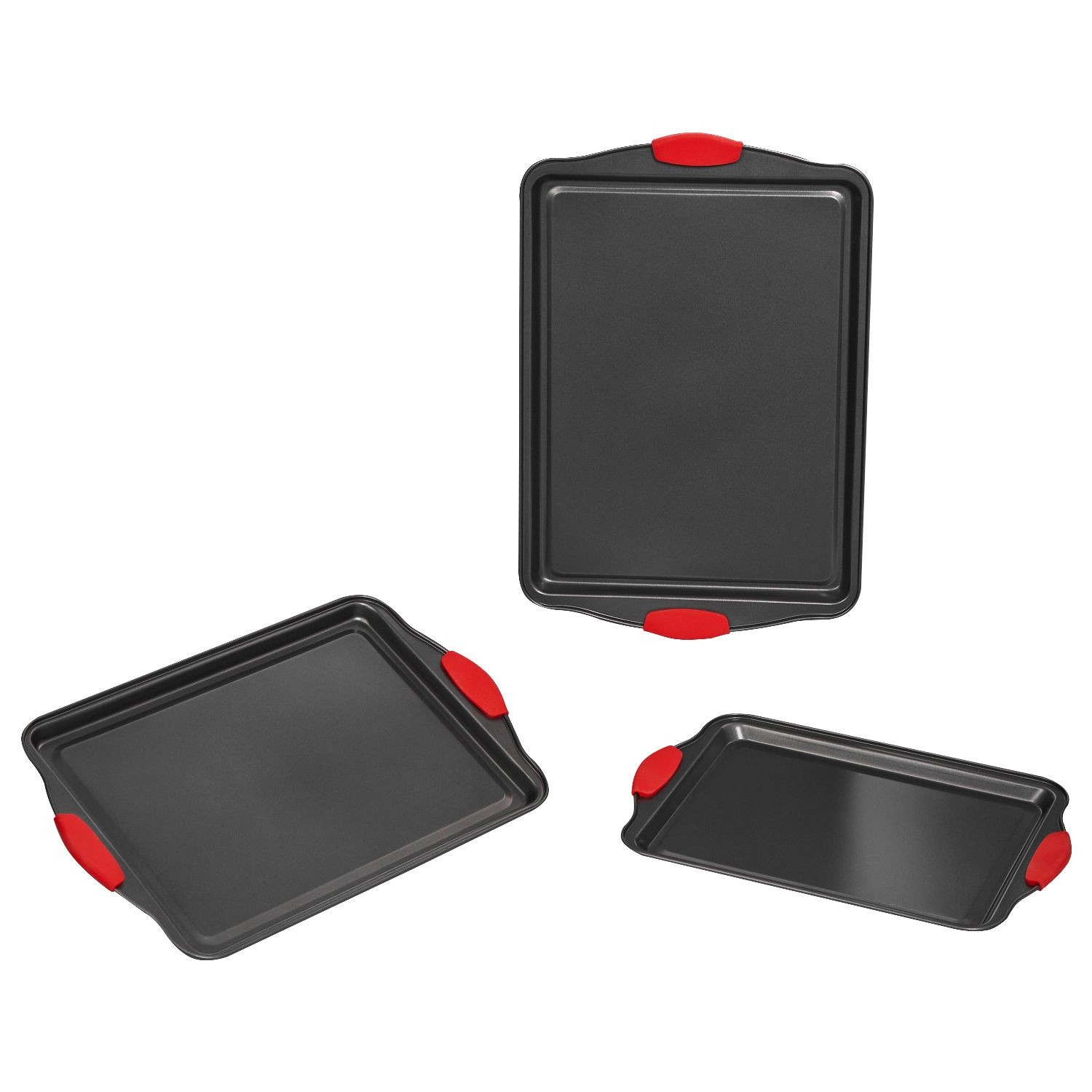 3 - Piece Nonstick Carbon Steel Baking Pans Set with Silicone Handles, Stackable