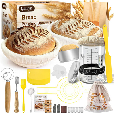 Sourdough Starter Kit,Sourdough Bread Baking Supplies, 9'' round and 10'' Oval Ban
