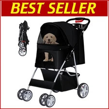 Breathable Mesh Pet Stroller for Medium Dogs & Cats - Portable & Easy to Clean