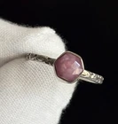 VTG Sterling Silver Pink Mother Of Pearl Ring Size 8.75 Hexagonal Faceted 925