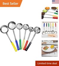 6-Piece Stainless Steel Portion Control Serving Spoons with Color-Coded Handles
