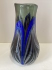 Signed W E Porter 1979 Pulled Feather Blue Iridescent Art Glass Paperweight Vase — photo 3