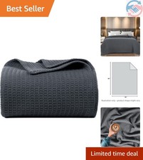 100 Cotton Waffle Weave Blanket, Twin Size 60 x 90 Inches, 300 GSM Lightweig...
