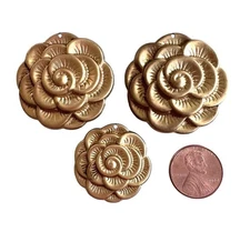 Vintage Large Brass Flower Findings Charms Stampings 3
