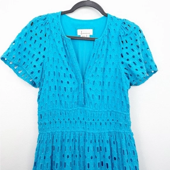 Maxi Vestido Anthropologie The Somerset Edición Ojales Azul Talla Pequeña Foto 3 de 4