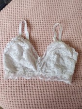 Marks And Spencer Comfy Stretch White Lace Bra Bralet Size 12 D-E Cup Non-wired