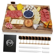 33"x 24" LARGE Acacia Wood Cutting Board for Kitchen w/Juice Grooves, Tray 