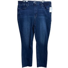 NEW Good American Good Legs Skinny Jeans Womens 22 Dark Wash Raw Hem High Rise