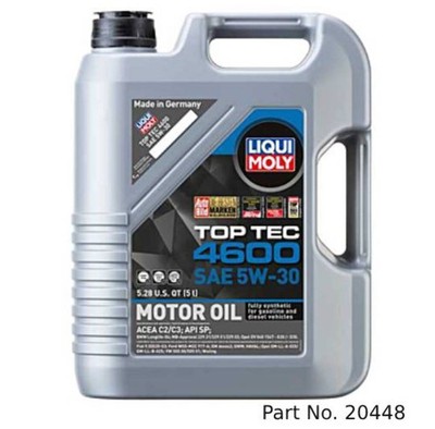 Liqui Moly Motor Oil Synthetic Gasoline and Diesel Top Tec 4600 SAE 5W-30 5Lt/5.