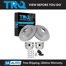 TRQ Rear Brake Calipers Semi-Metallic Pads & Rotors Fits 13-18 LEAF 14-19 Rogue