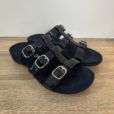 Vionic Misa Patent Leather Slide On Sandals US 5 Hook  Loop Adjustable Blue