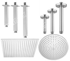 Round/Square Ceiling Mounted Shower Head Rain Arm Outlet Chrome 1/2"
