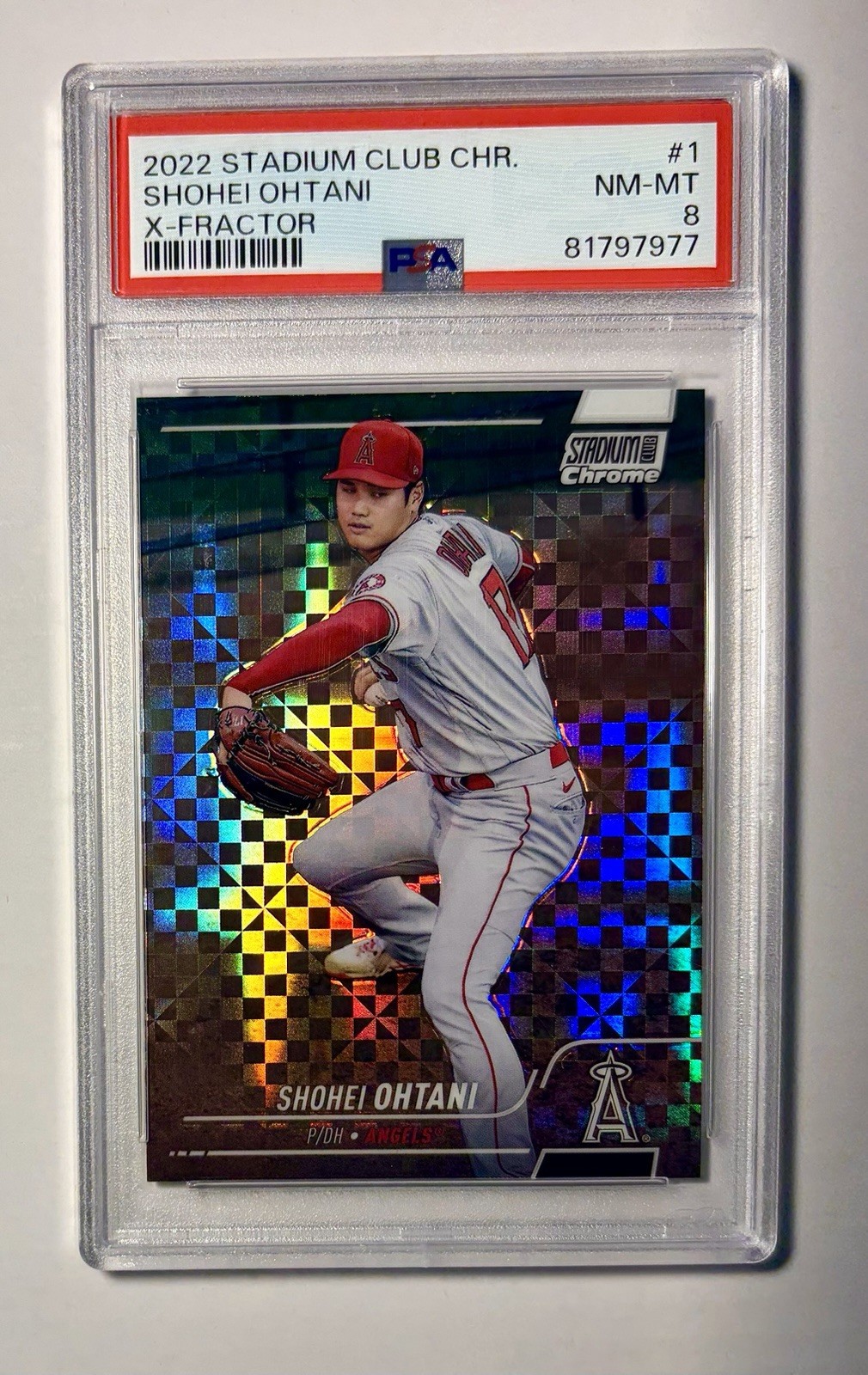 2022 Topps Stadium Club Chrome Shohei Ohtani X Fractor #1 Angels PSA 8