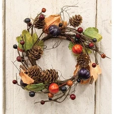 NEW PRIMITIVE Candle Ring Pods Harvest 3.5" x 7.75" Berry Fall Halloween Autumn