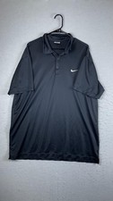 Nike Golf Polo Shirt Mens 2XL Black Dri-FIT Solid Swoosh Logo Golf Performance