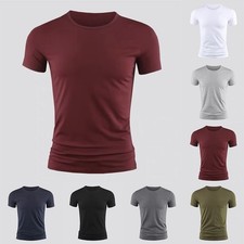 Gym Muscle Men's Short Sleeve T Shirt Summer Plain Casual Tops for Men