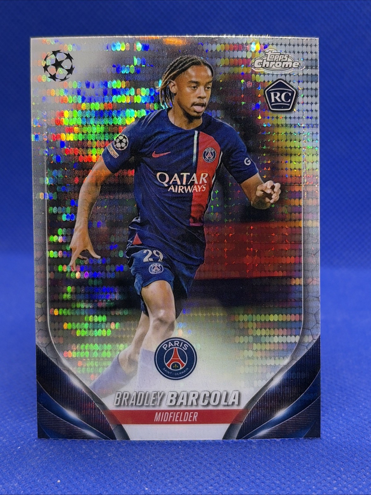 2023-24 Topps Chrome UEFA Club Competitions #69 Bradley Barcola Pulsar Refractor
