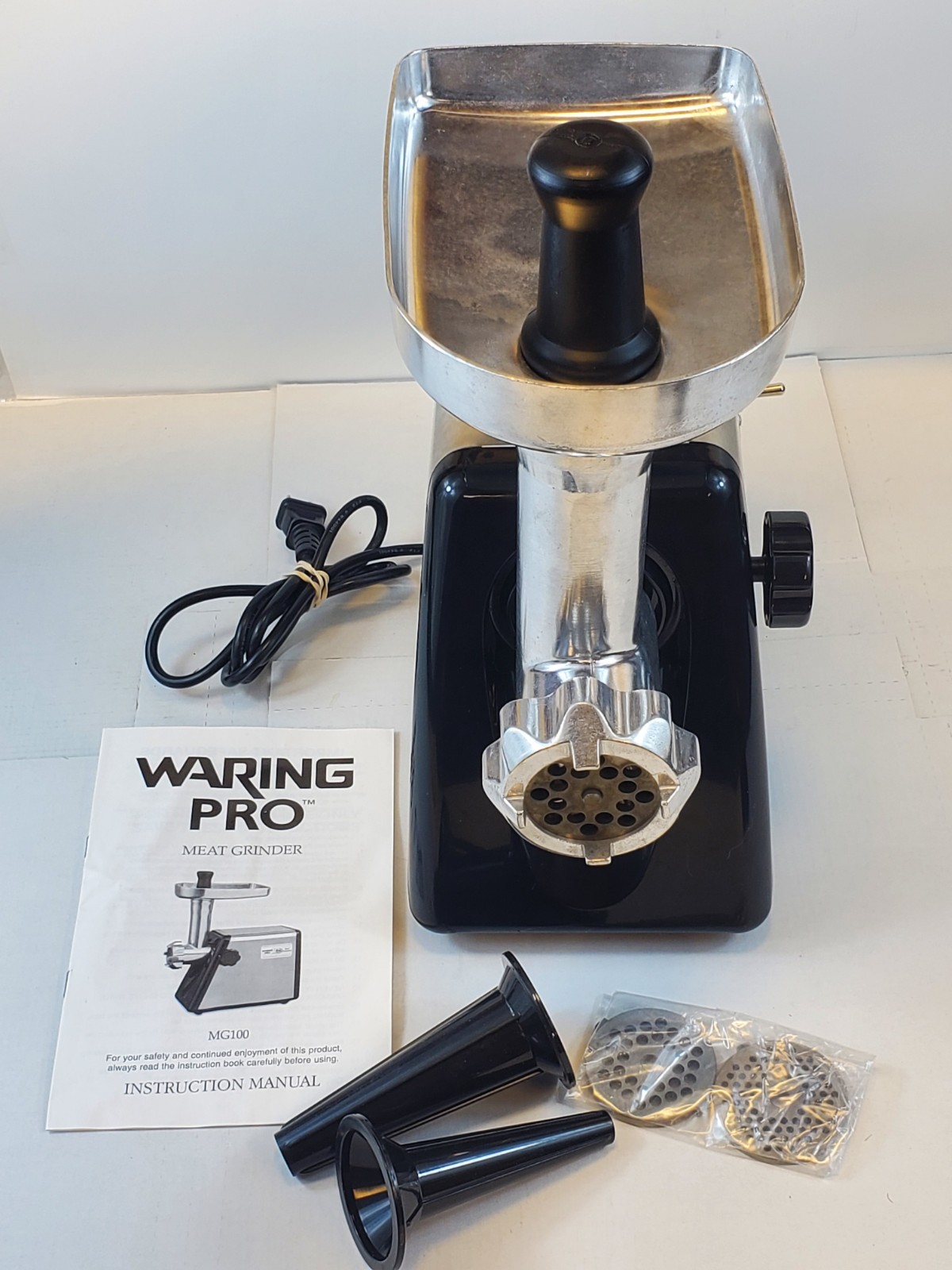 Waring Pro MG100 Meat Grinder Stainless Steel  Complete Atta