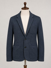 Faherty Mens Knit Inlet Blazer Jacket Unstructured Stretch Blue Cotton Size M