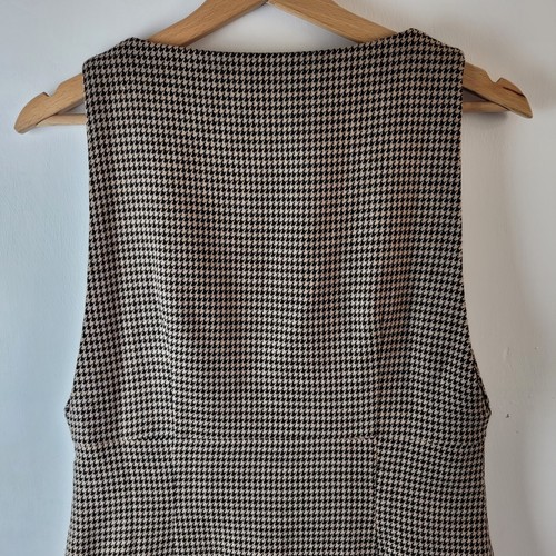 Mango Women Size S Black Beige Houndstooth Smart Sleeveless Dress Casual Career - Picture 8 of 10