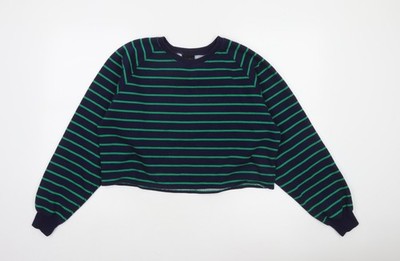 PEP England Damen Pullover Sweatshirt dunkelblau grün gestreift L