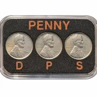1943 PDS Lincoln Steel Wheat Cent Penny Set in Display Case WWII Emergency Issue