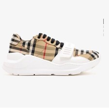 Burberry Vintage Check Sneakers Beige Black Red White Low Top Lace Up