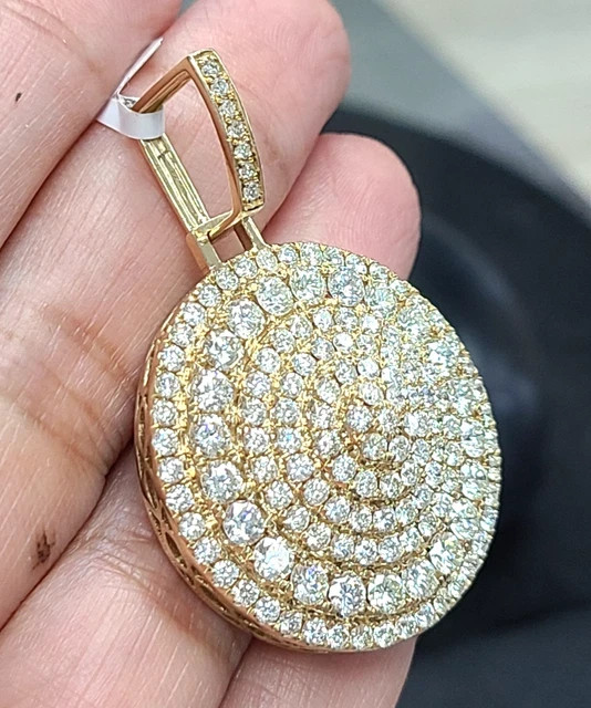 5.50ctw Round Lab Created  Diamonds Medallion Pendant 14K Yellow Gold Plated