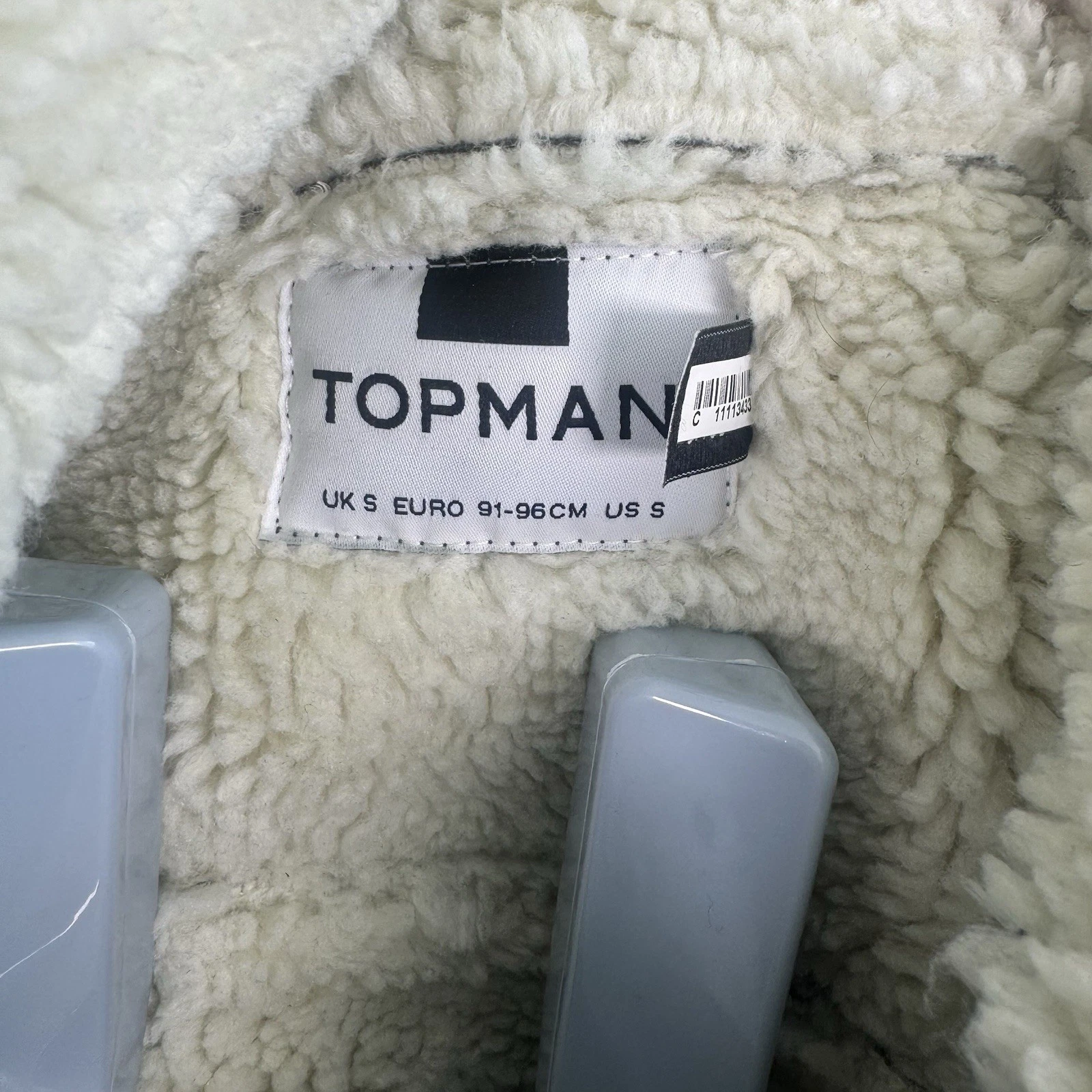 Topman Gray Faux Shearling Jacket Coat - Men's Size Small -  Zipper Closure image 14
