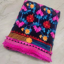 Classic Indian Bridal Phulkari Wedding Dupatta Embroidery Scarf Veil Stole Hijab