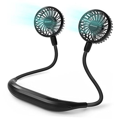 #ad Black 2600mAh Portable Neck Fan Hands Free Battery Operated Black $32.89