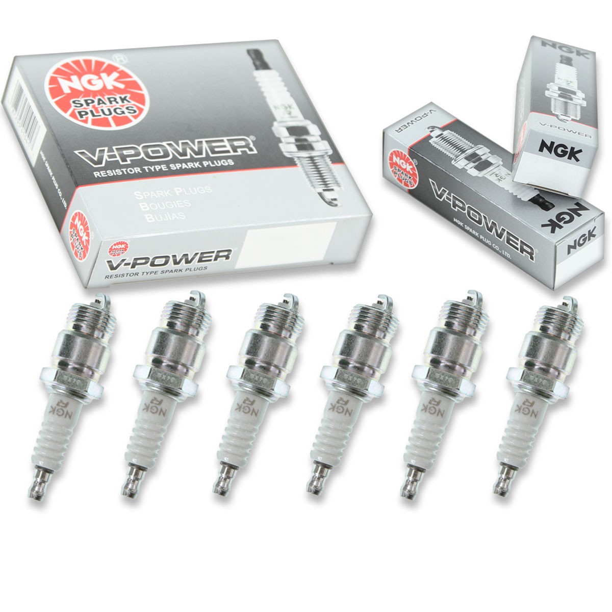 6 pcs NGK V-Power Spark Plugs for 1955-1969 Ford Ranch Wagon 2.4L  3.3L 3.9L mc
