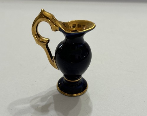Limoges Miniature Ewer Pitcher Cobalt Blue Courting Couple - MINT - Picture 3 of 3