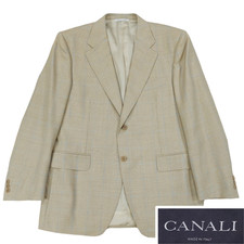 Canali Wool Blazer Sports Coat Mens 40S 50C Gold Plaid 2 Button, Made In Italy